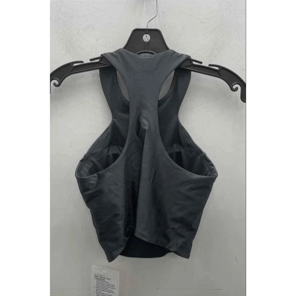 Lululemon Satin Shine Tank Wordmark Coal Grey Crop Top LW1FQSS Size 4 NWT‎